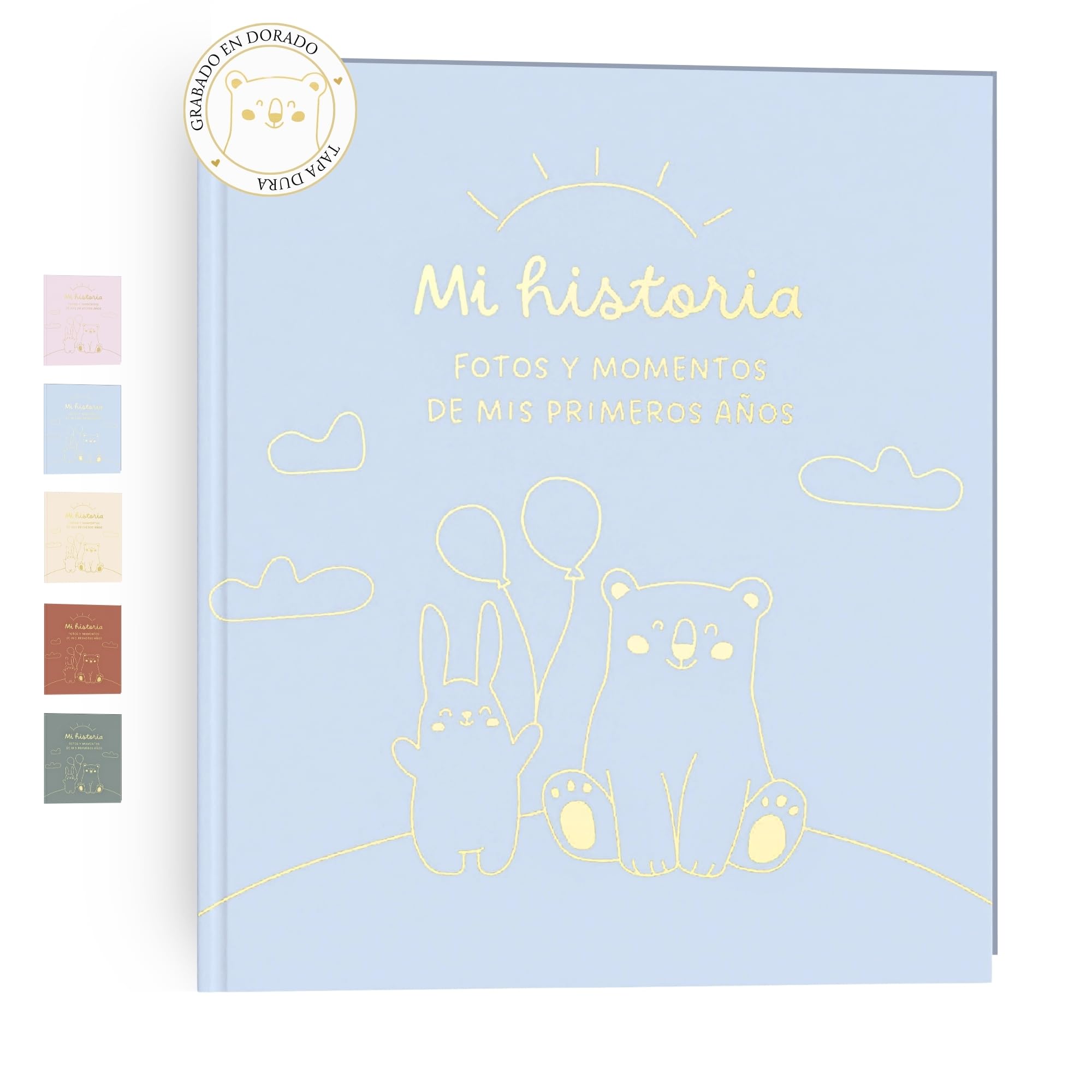 HuBorns - Mein Erstes Jahr Babyalbum bis 5 Jahre zum Einkleben von Fotos und Schreiben mit 50+ Seiten und Stickern, Fotoalbum Baby Mädchen und Jungen, Erinnerungsbuch Ideal als Geschenke zur Geburt