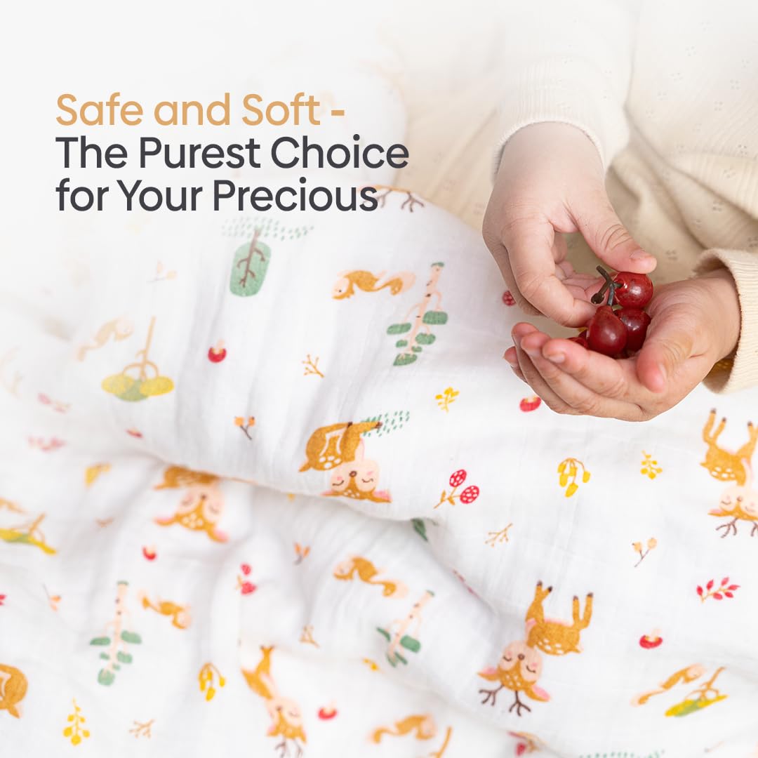 haus & kinder Muslin Blanket for New Born Baby, Soft Breathable Baby Blankets Newborn, Baby Blanket for 0-2 Years, Cozy Baby Blanket, New Born Baby Essentials | Whimsical Woodland 2