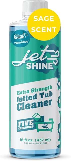 Jetted Tub Cleaner for Your Jetted Tub, Bathtub, Whirlpool Tub, and Jacuzzi Tub JetShine Sage Scent Formula - Septic Safe, 5 Cleanings per Bottle