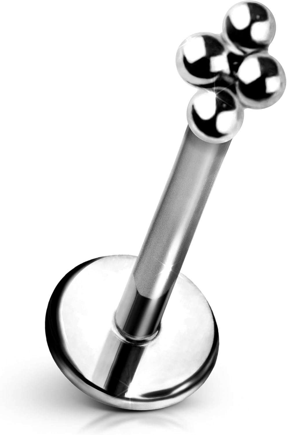 Cords Club Atomic Love Flat Back Stud – ASTM-F136 Implant Grade Titanium - Push Pin Design for Sensitive Ears – Available in 18K Gold Plated & Titanium Silver (Single Earring)