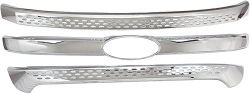 Miniatura 2 de NINTE Cubiertas de rejilla para Ford Explorer 2011-2015, cubierta de parrilla de parachoques de ABS cromada plateada brillante, 3 piezas, no