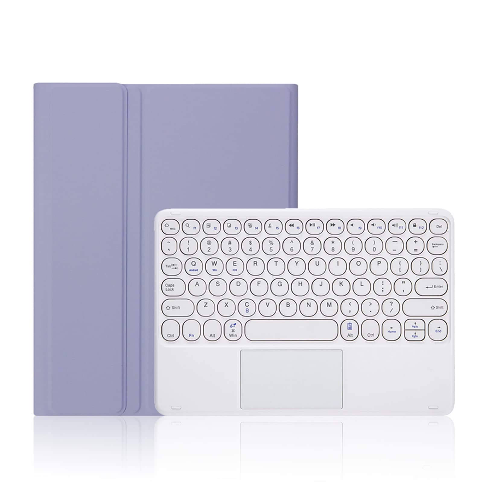 Etui na klawiaturę iPad Air 4./5. generacji z uchwytem na ołówki, iPad 2020/2022 11" z magnetycznie zdejmowaną bezprzewodową okrągłą nasadką Bluetooth, klawiatura Touchpad, fioletowa