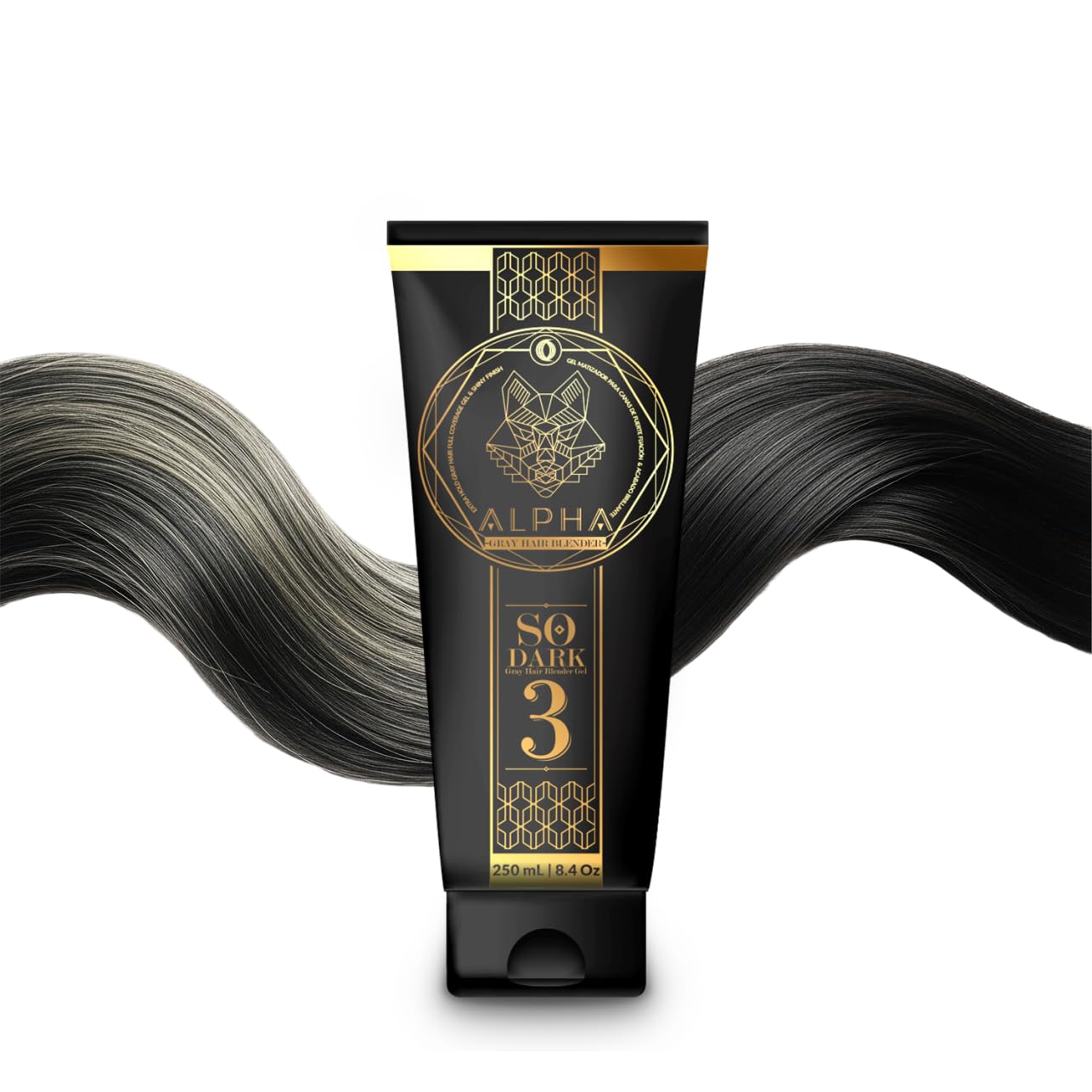 Ouro Alpha 3 Gray Hair Blender So Dark Gel | Alpha 3 Grey Hair Blender Gel Negro Oscuro 8.45oz-250ml
