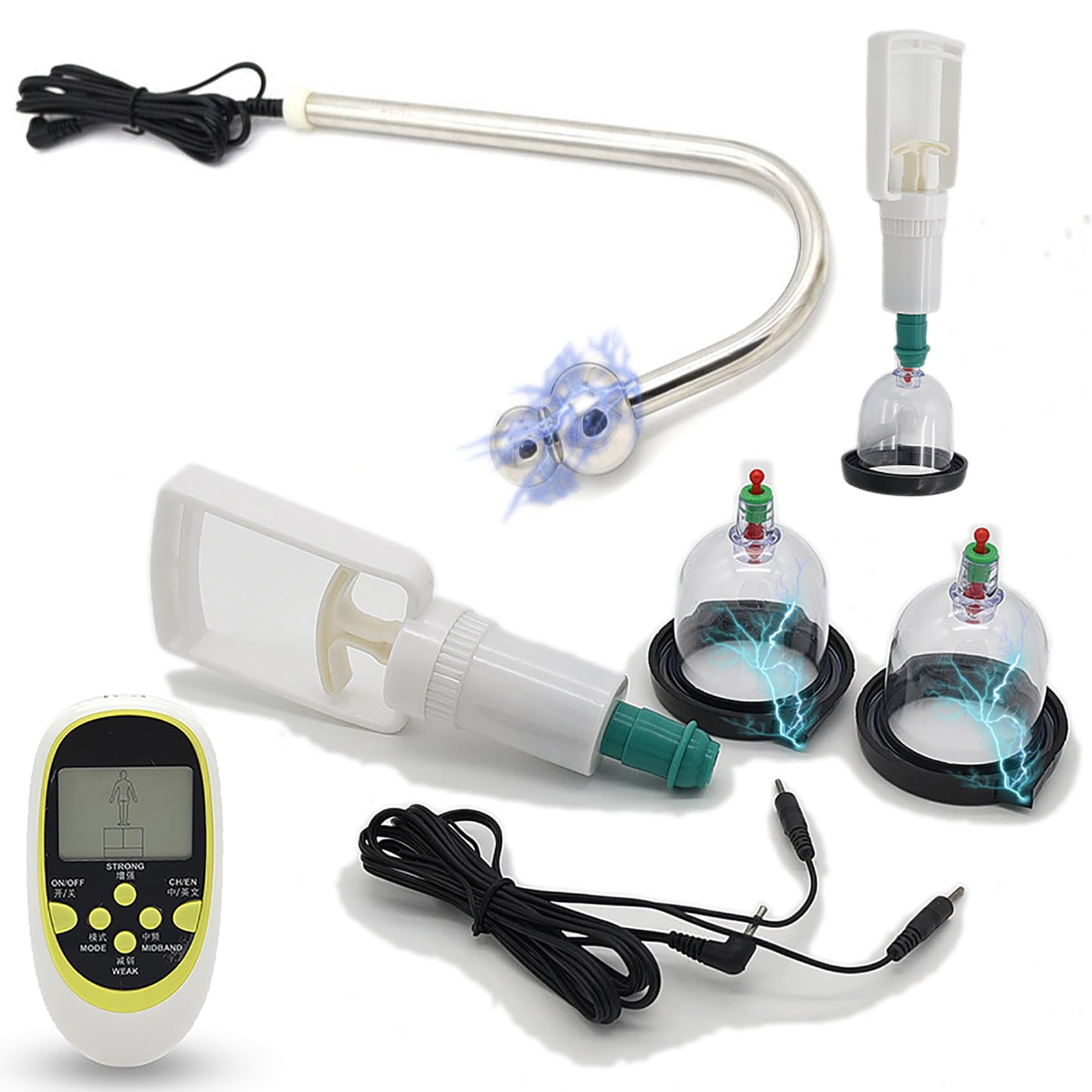Elektro Schock Edelstahl Analhaken Elektrische Stimulation Brustpumpe Vakuum Brustsauger Metall Analplugs Brustmassagegerät E-Stim Sex Reizstromgerät Set Sexspielzeug Für Frauen,Rosa c,Set