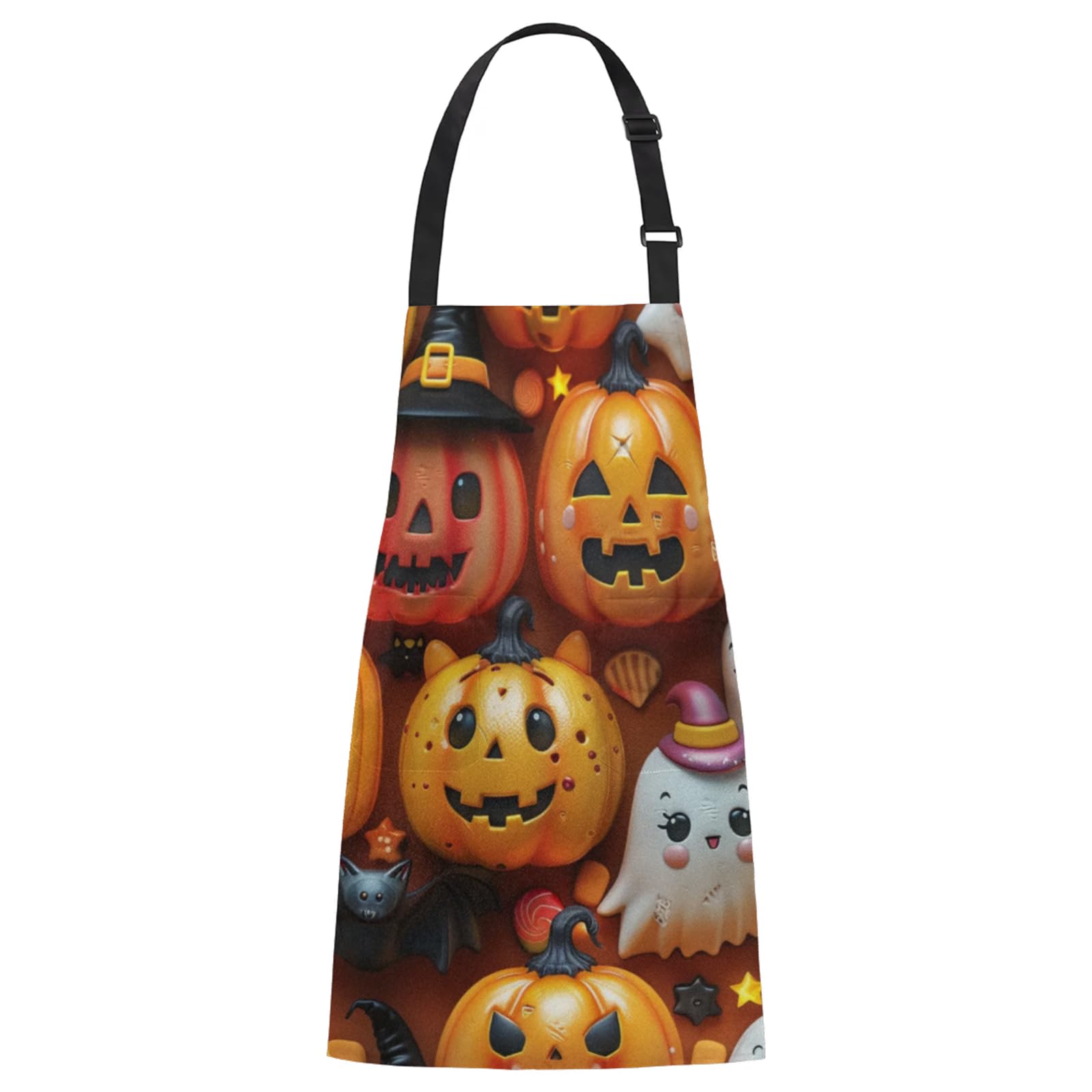 Aglebo Cute Pumpkins Chef Apron with Pockets Adjustable Shoulder Strap Waterproof Cooking Apron for Kitchen Baking Gardening Pottery Painting