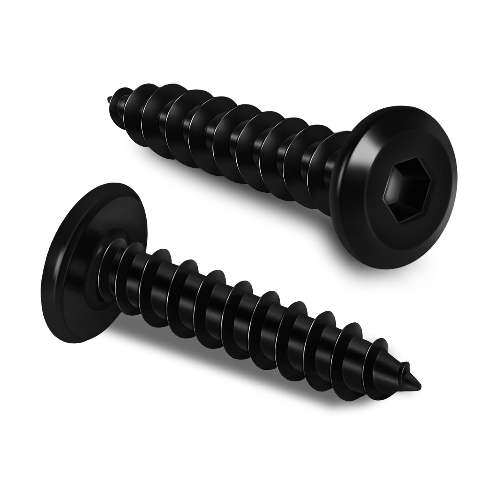 MewuDecor M4 x 25mm Flat Head Socket Cap Self Tapping Screws, 304 Stainless Steel, Hex Drive, Black Finish, 50 PCS