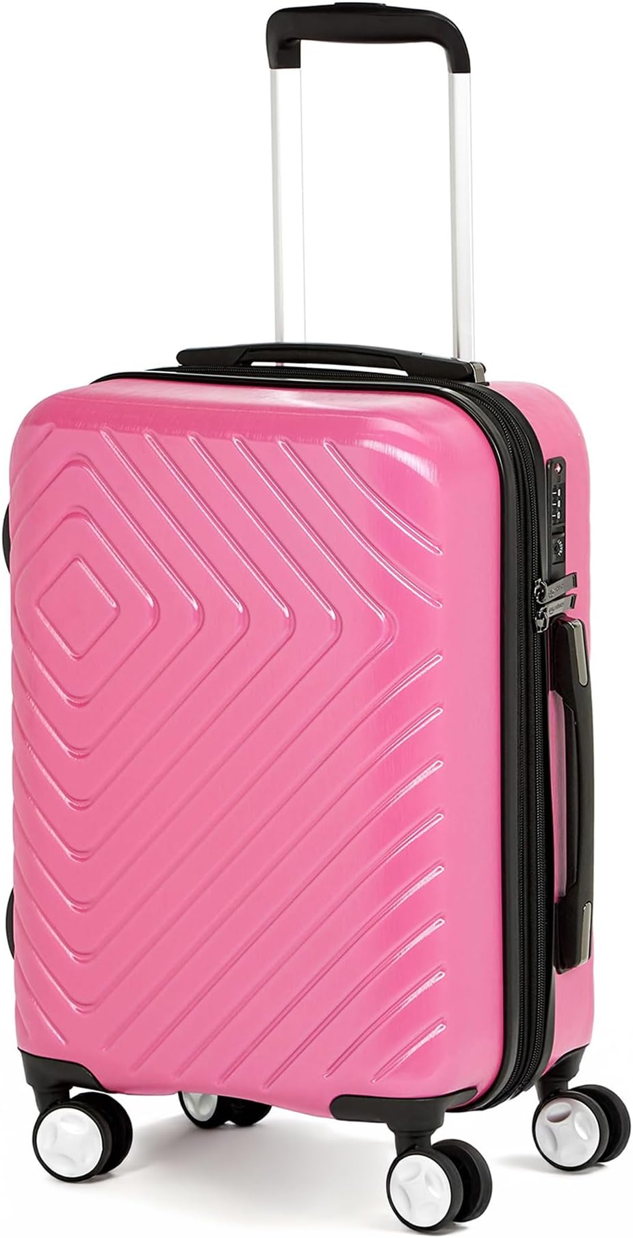 21" Hardside Carry-On Luggage with TSA Lock, Expandable, Scratch-Resistant Geometric Surface, Organized Interior, 4 Multi-directional Spinner Wheels, Pink