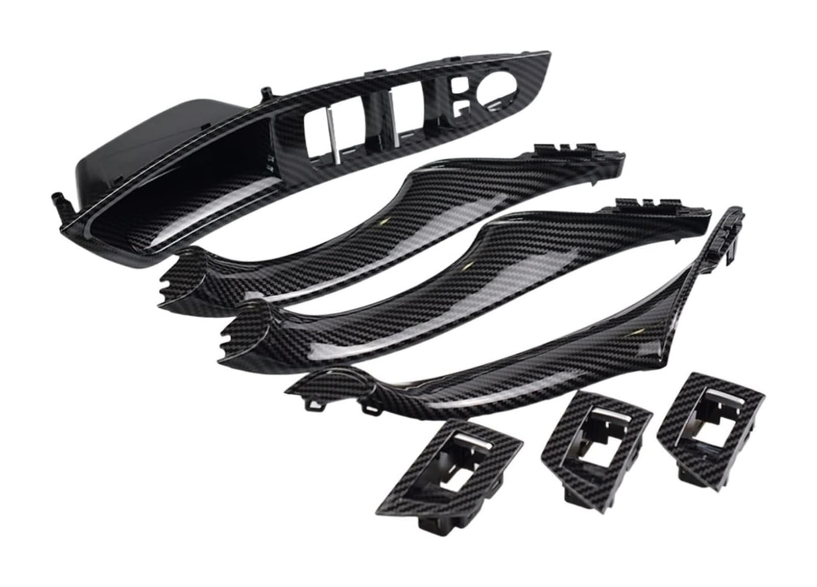 FANGZIQF Inner Door Pull Handles for 5 Series F10 F11 F18 Door Handle Carbon Fiber Pattern RHD LHD Inner Panel Pull Trim Cover(Lhd-carbon-7pcs)