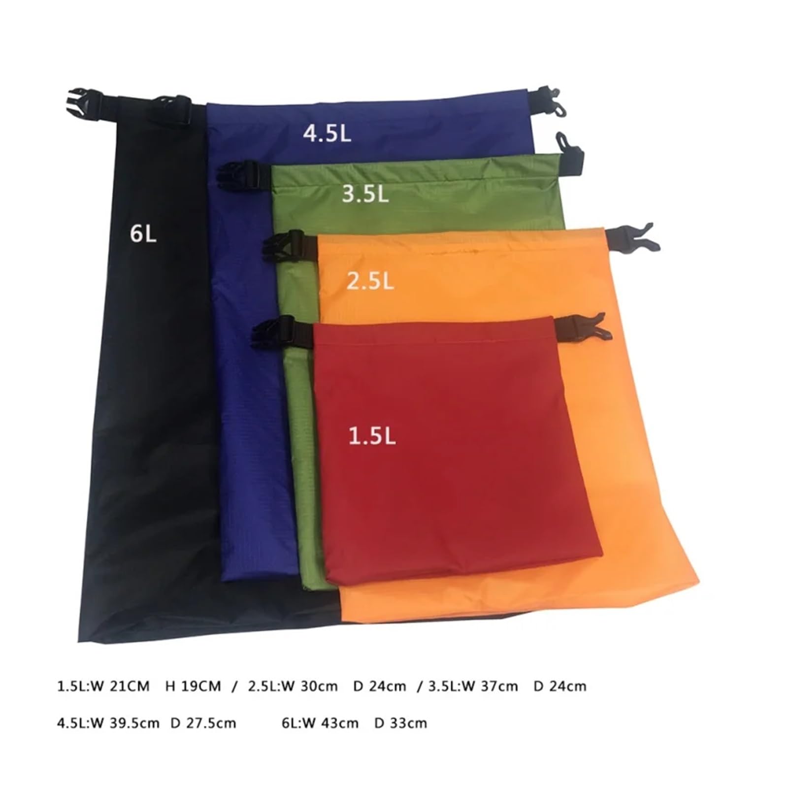 Genérico Bolsa Seca Impermeable for Acampar, a la Deriva, Senderismo, natación, Rafting, Kayak, río, Paquete de Almacenamiento al Aire Libre, 5 uds(Blue 5pcs)
