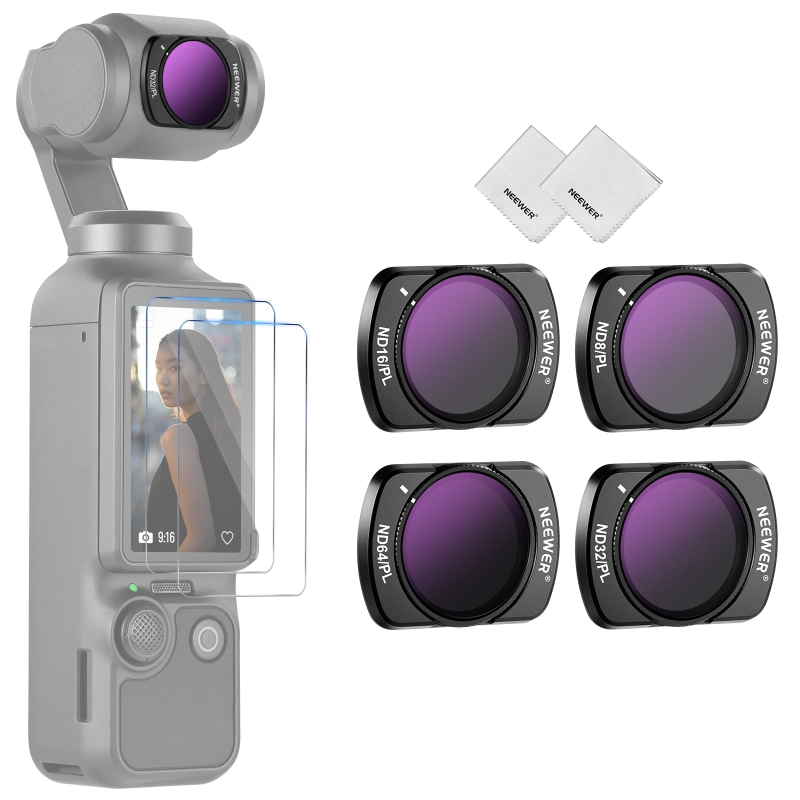 NEEWER Agnetic ND & CPL Filter Kit Copatible With DJI OSO Pocket 3