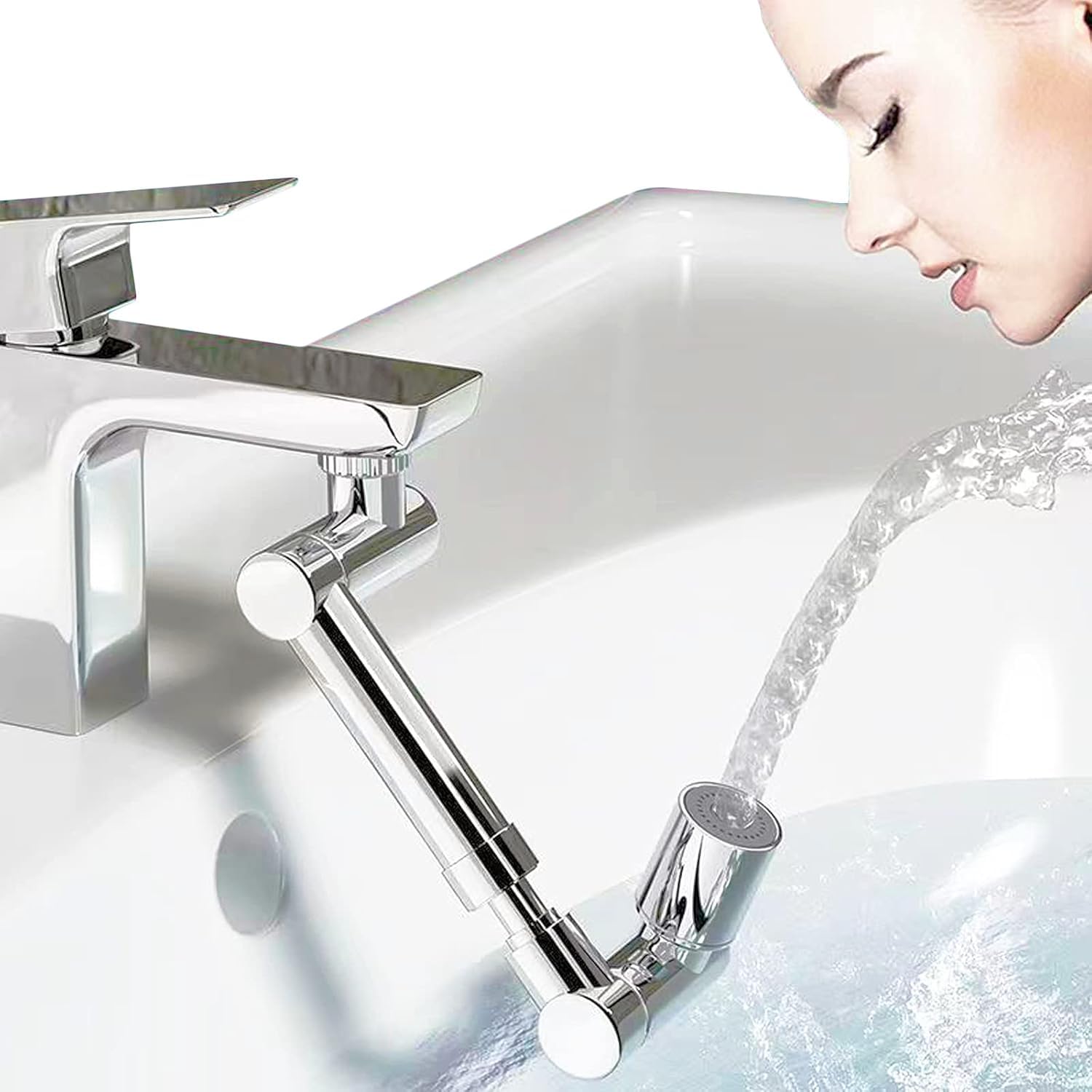 Estensore del Rubinetto, Aeratore del Rubinetto Rotante A 1440 °, Aeratore Retrattile del Rubinetto A Due Vie con Risparmio d'Acqua, Rubinetto con Filtro Antispruzzo Rotante Ad Angolo Grand