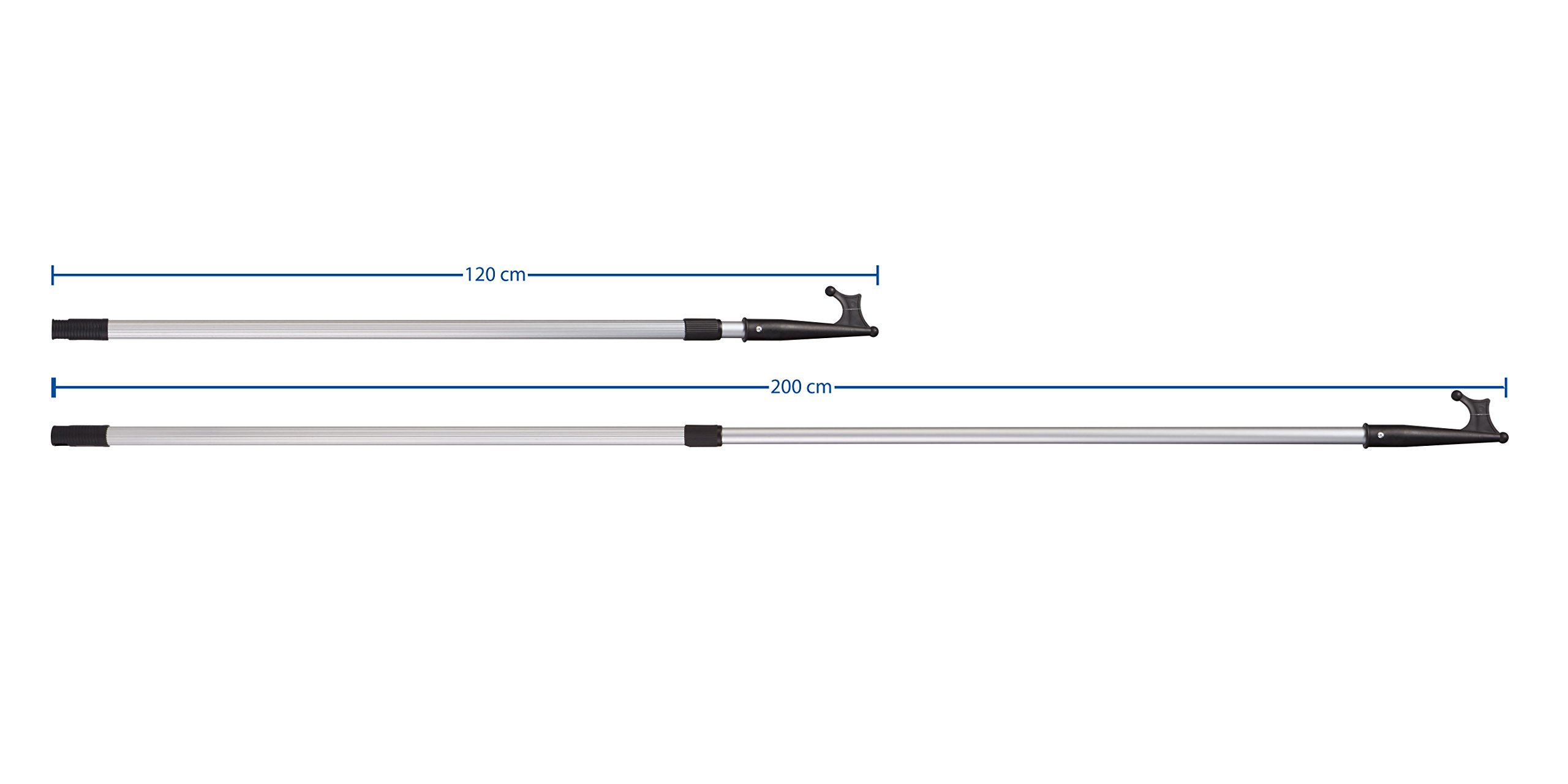 AWN Bootshaken teleskopierbar 1,17–2 m, schwimmfähig, aus eloxiertem Aluminium, Rutschfester Griff, robuster Nylon-Haken, leicht & stabil, Anlegehilfe & Bootszubehör