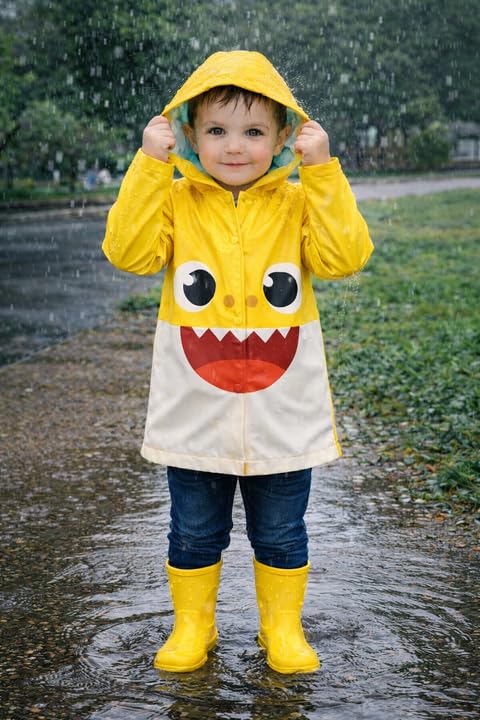 Image of Nickelodeon Boys' Rain Jacket - Hooded Slicker Shell Raincoat: Baby Shark, Paw Patrol (Size: 4-7)