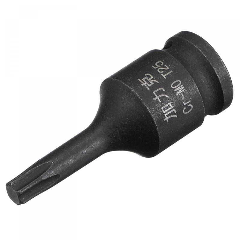 uxcell Soquete de Bit Torx de Impacto T25 com Encaixe Quadrado de 6,35 mm (1/4 pol.) e 35 mm de Comprimento, CR-MO, 1 peça