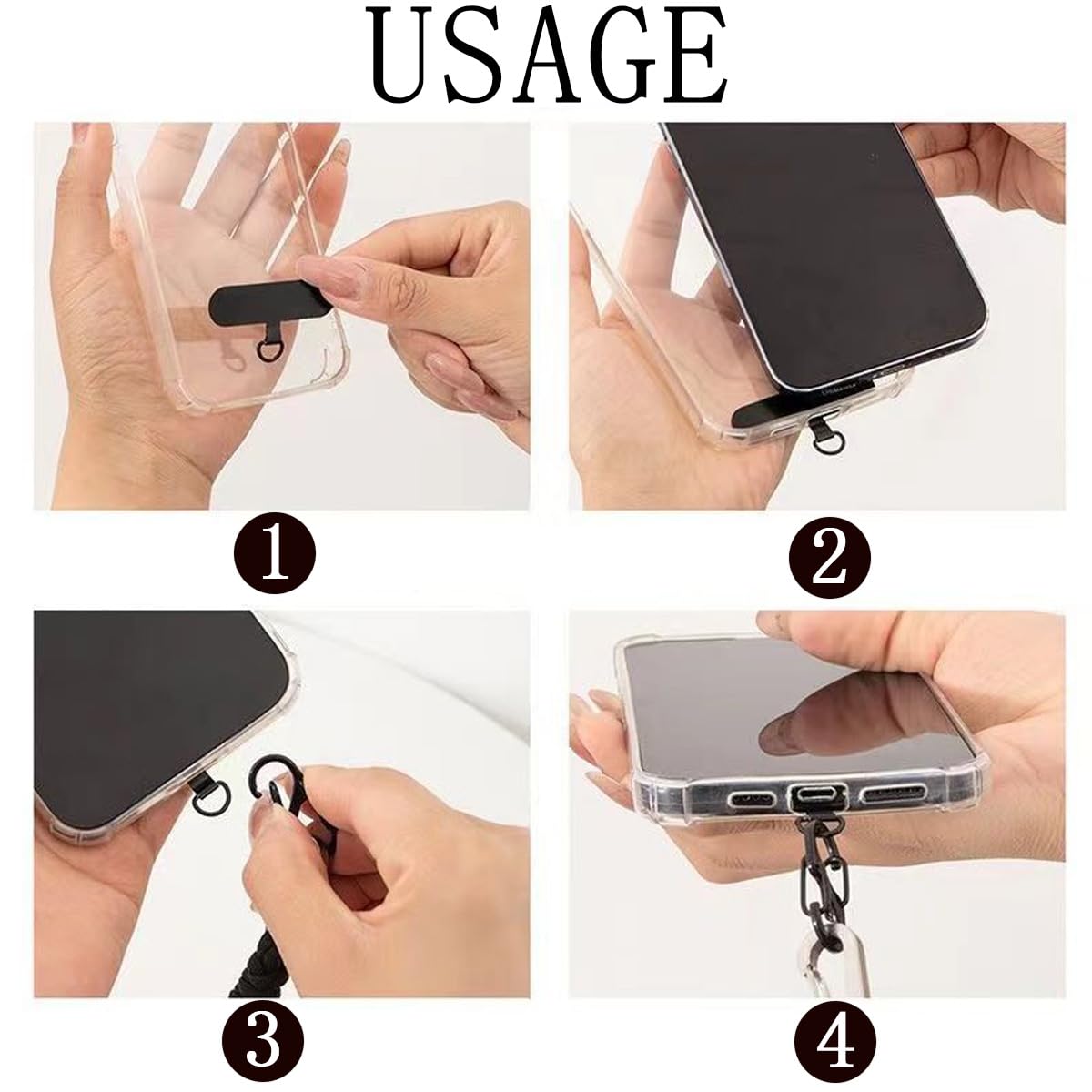 APLZGMG 6 Stück Handykette Universalpads,Metall Handykette Halterung,Multifunktionales Handy-Lanyard-Patch,für die Meisten Smartphones