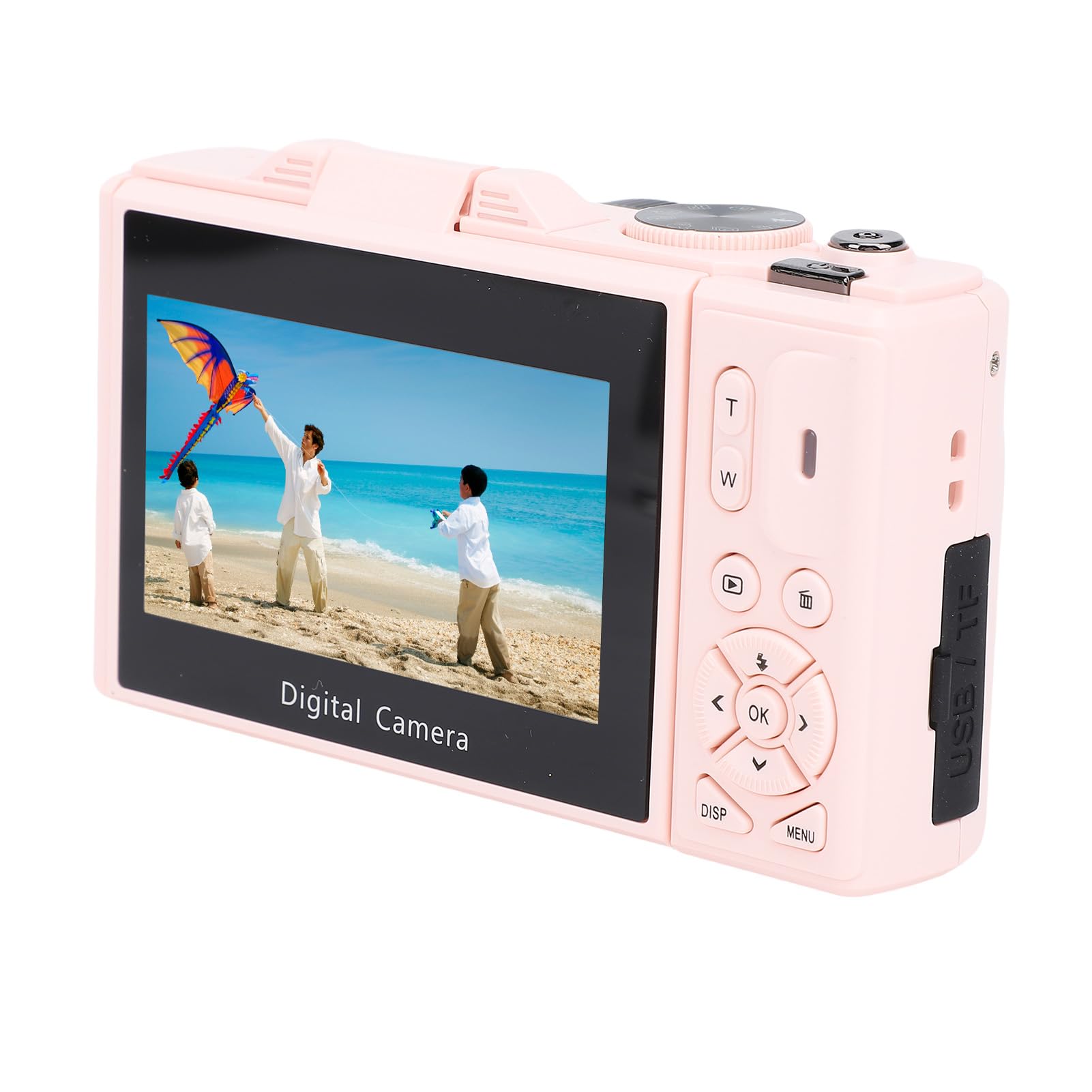 Tbest Fotocamera Digitale 5K WiFi Vlog Camera con Zoom Digitale 18X da 75MP Schermo Ribaltabile da 3 Pollici per Fotografie di Viaggio e Registrazione Video