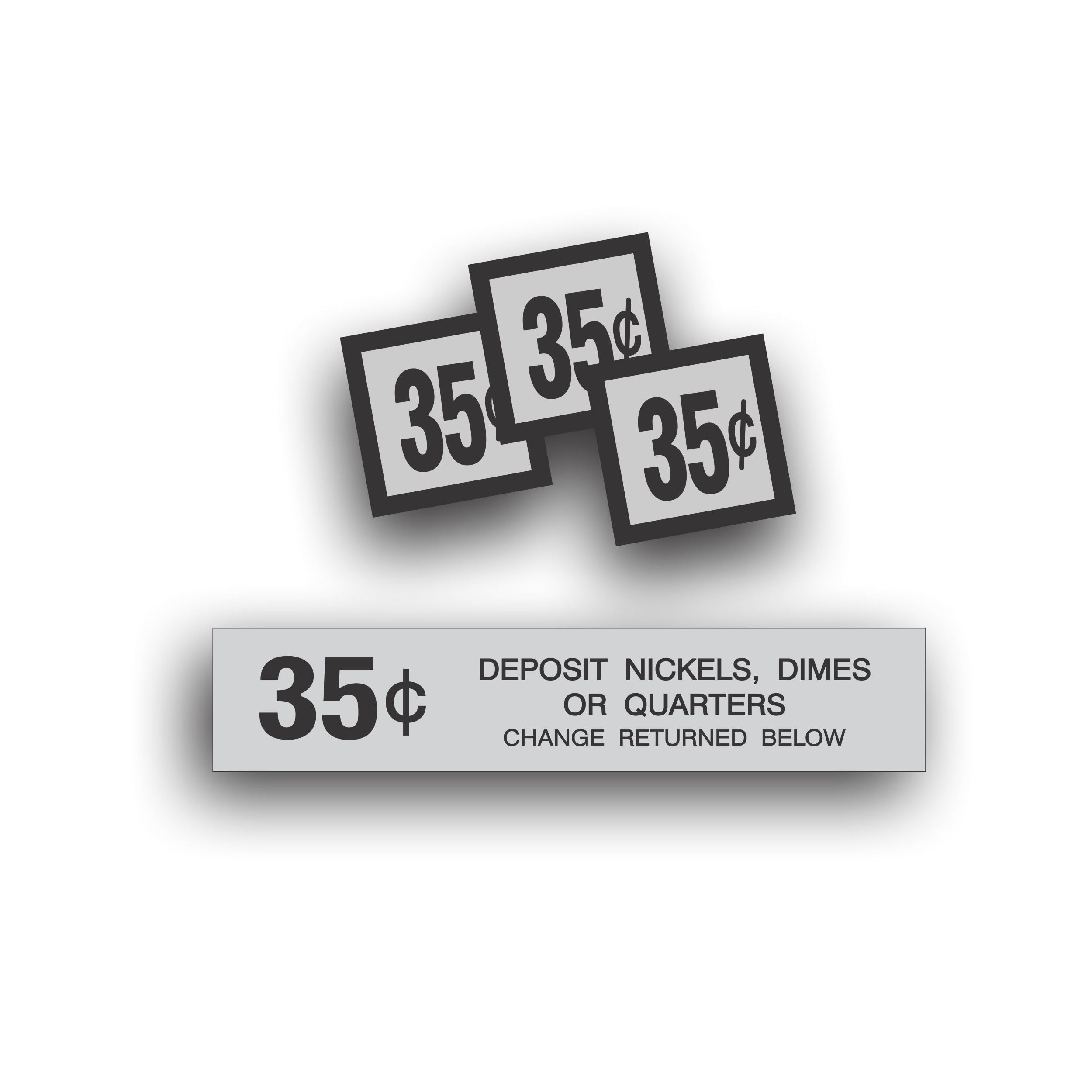 Restoration Decal Sticker for Vending Machine Coin Change Slot 35 Cent Compatible with Pepsi Coke Choice Vend CVC Soda Pop Soft Drink 1x5 inch +3 Sq 1.25