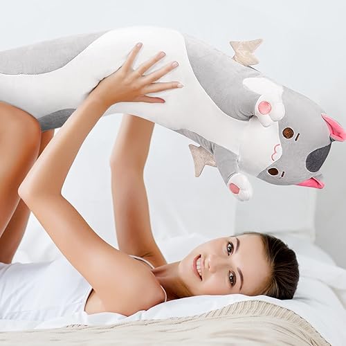 Miniatura 5 de Almohada larga de peluche de gato largo, animal de peluche kawaii, regalo para niñas y niños, novia, 51 cm