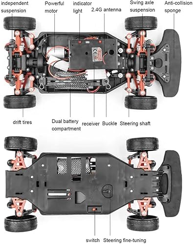 Miniatura 5 de Coche de carreras RC a escala 110, auto de carreras RC Drift de 70 KMH, control remoto de alta velocidad para niños y adultos, súper rápido RC Sport
