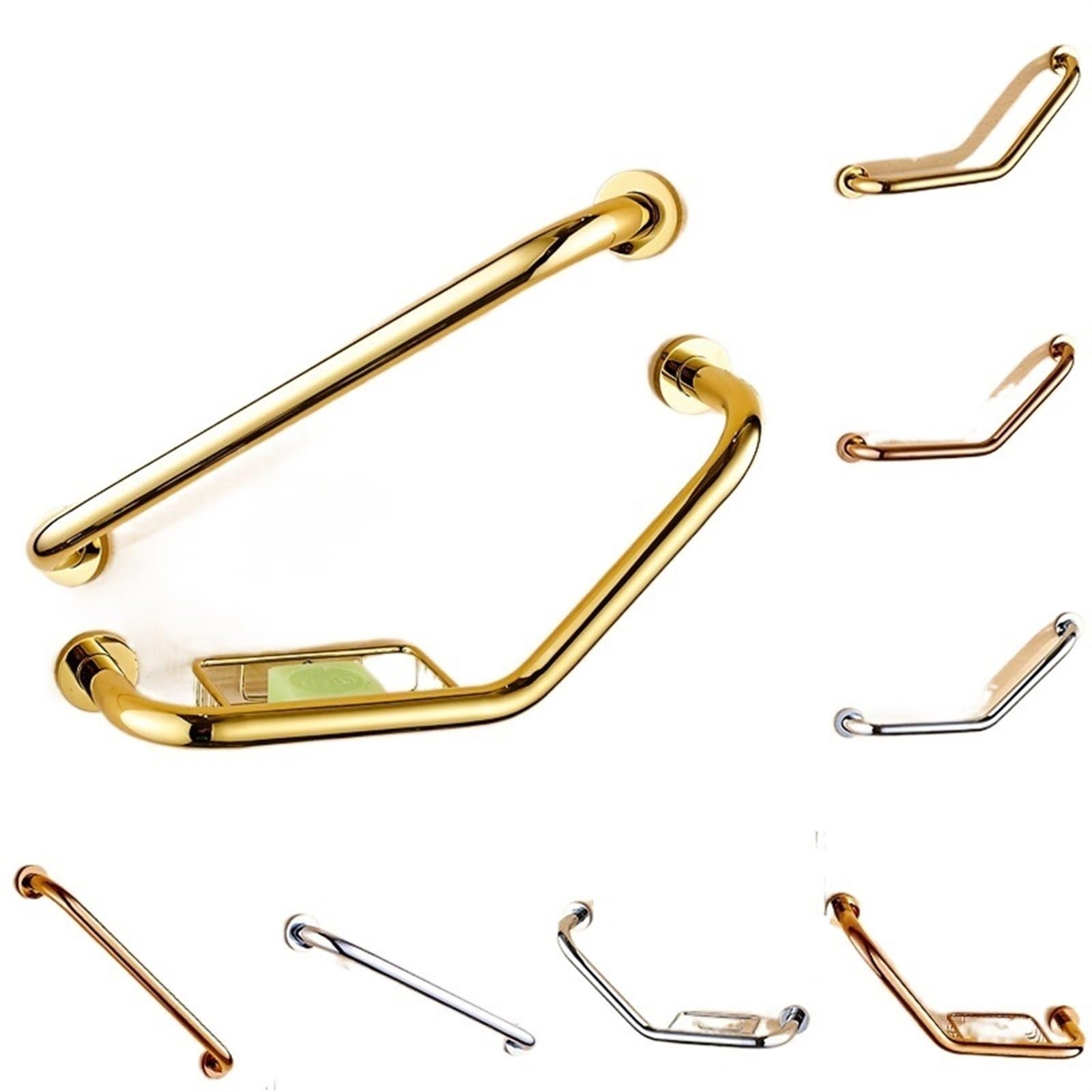 Asidero BañO Chrome Golden Rose-Gold Baño Reposabrazos Baño Manija Barra de Seguridad Agarraderas BañO(Chrome 35cm)