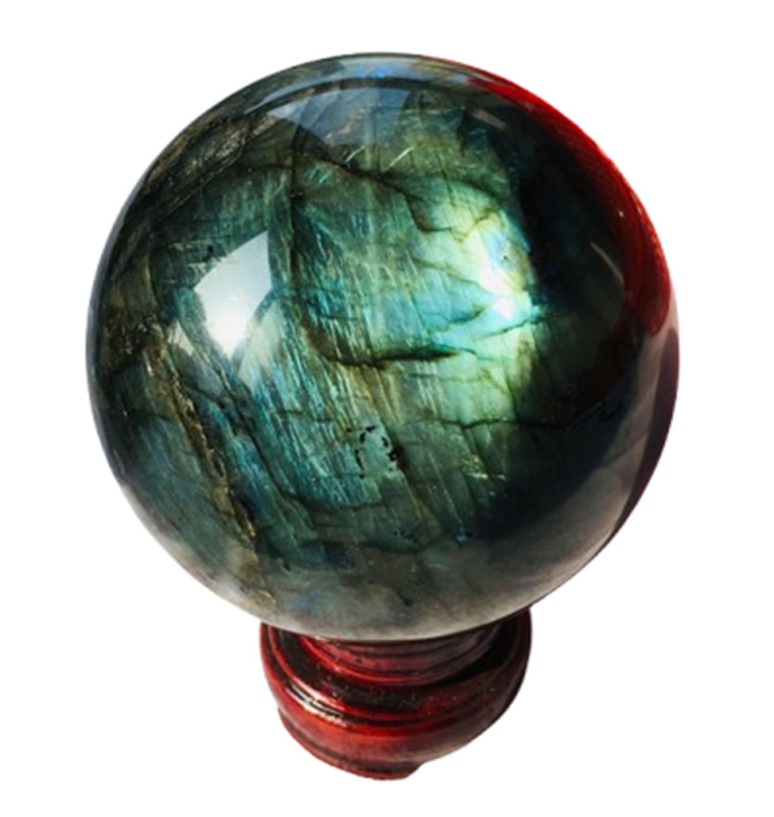 KCDFDVJFBM Quartz Crystal Ball Dream Labradorite Gemstone Sphere Display Sculpture Home Decor Crafts for Friends Men Women Gift,70mm/2.75in