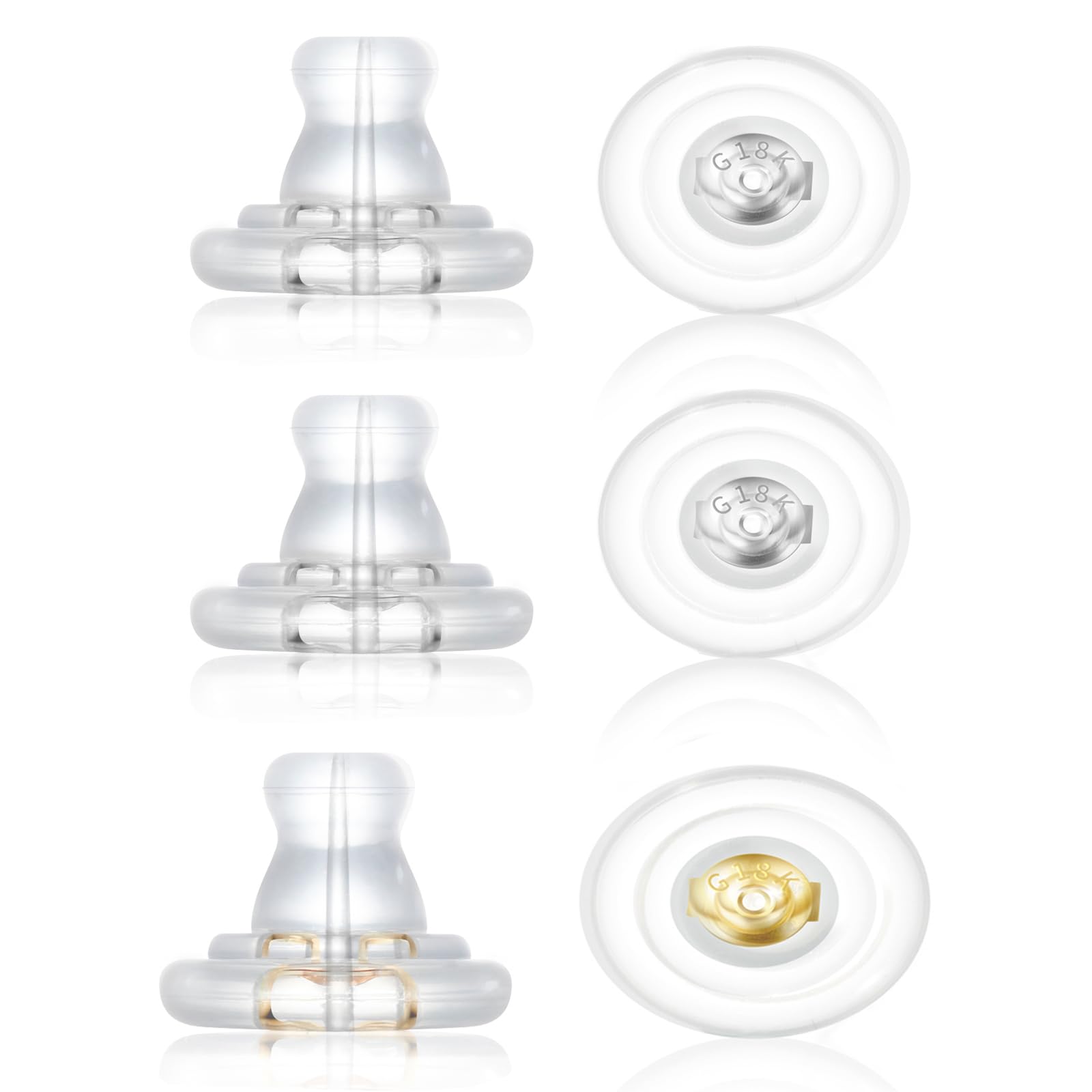 Earring Backs Replacements,18K Gold Silicone Earring Backs for Droopy Ears