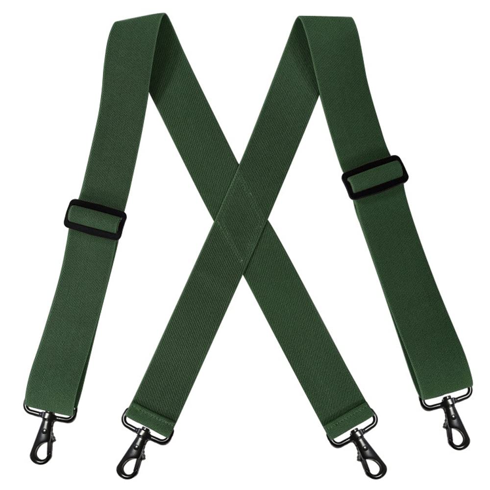 Yyksydpt Unisex Army Green 2Inch Heavy Duty Braces For Men, Work Suspenders With Hooks Mens Braces For Men Trousers Outdoor (Army Green)