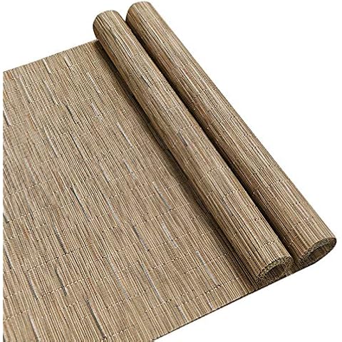 JLXJ Grey/Brown PVC Table Runner, Stain Resistant Non-Slip Washable Table Mats Placemats, Woven Vinyl Coffee Table Mats for Holiday Party Wedding (Color : Brown, Size : 40cm x 200cm(15"×78")) Cover