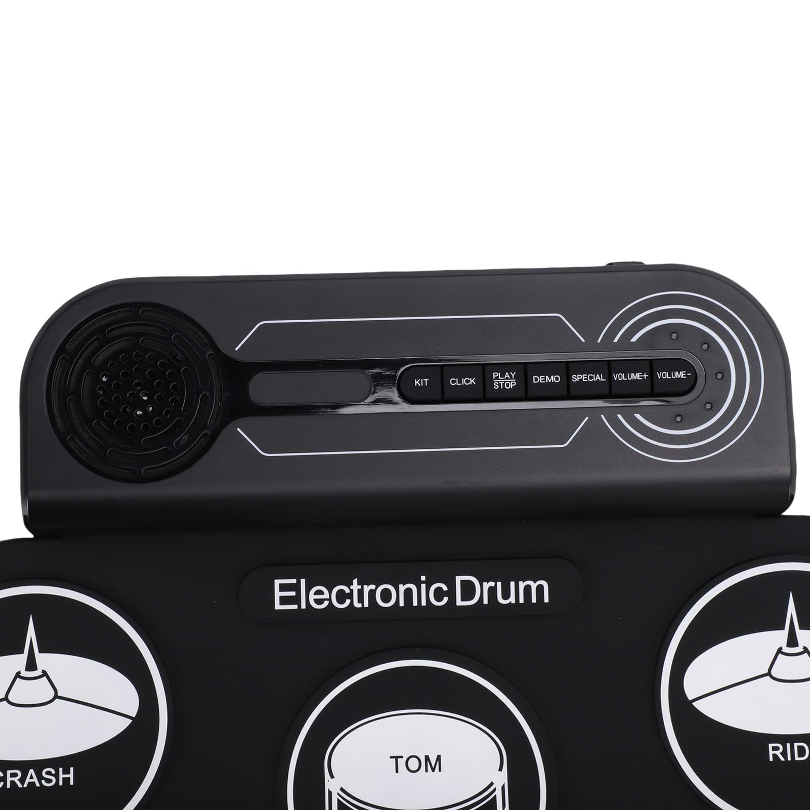 Alomejor Batteria Elettronica, 7 Pad Rullanti con Altoparlante Integrato, 2 Pedali, 2 Bacchette, Ricaricabile 10 Ore di Riproduzione per Bambini Principianti