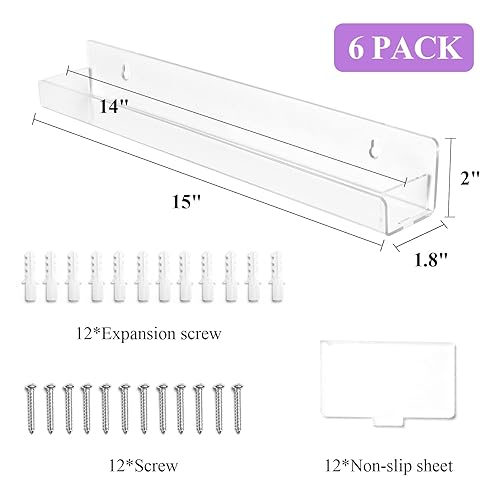Miniatura 6 de Organizador de esmalte de uñas montado en la pared, paquete de 6 estantes de pared transparentes para esmalte de uñas, soporte de acrílico para