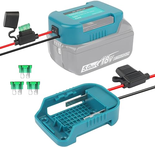 ZLWAWAOL Adaptador de rueda de alimentación con fusible e interruptor, adaptador de batería para batería de litio Makita de 18 V, con cable de