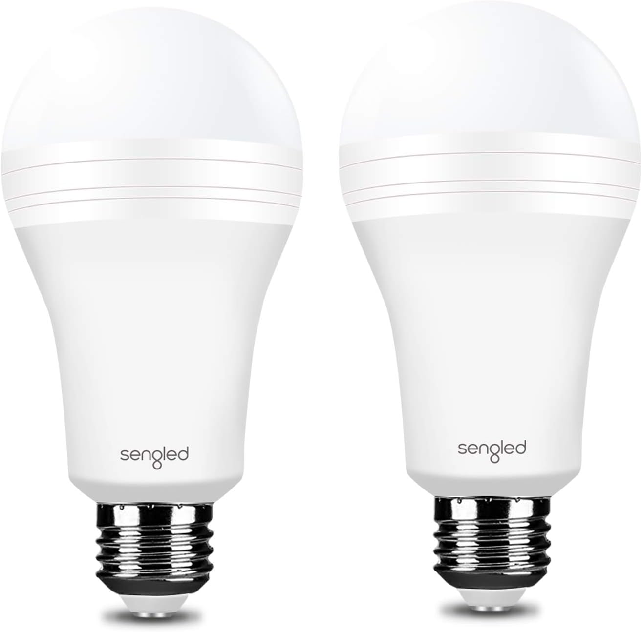 Sengled Everbright Rechargeable Light Bulb Battery Backup Power Outage Emergency Light for Home up to 3.5 Hours Flashlight 3000K Warm White A19 40W Equivalent LED Bulbs, 2 Pack