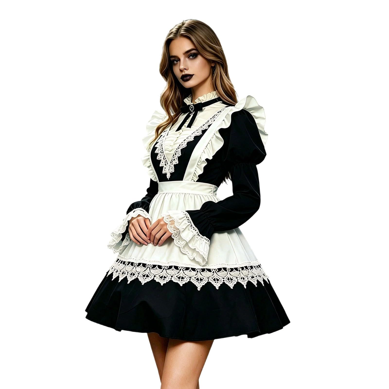 Gothic-Lolita-Kleid Für Damen Mittelalter Kostüm Damen Cosplay | Gothic Für Halloween Cosplay Kostüm Dienstmädchen Kostüm Lolita Dress Lolita Faschingskostüm Anime French Maid Dress
