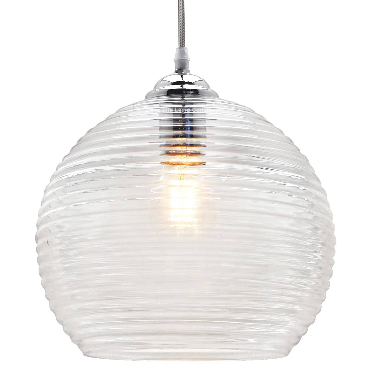 Modern Ribbed Glass Globe Shade Chandelier Pendant Ceiling Pub Dine Light H3026