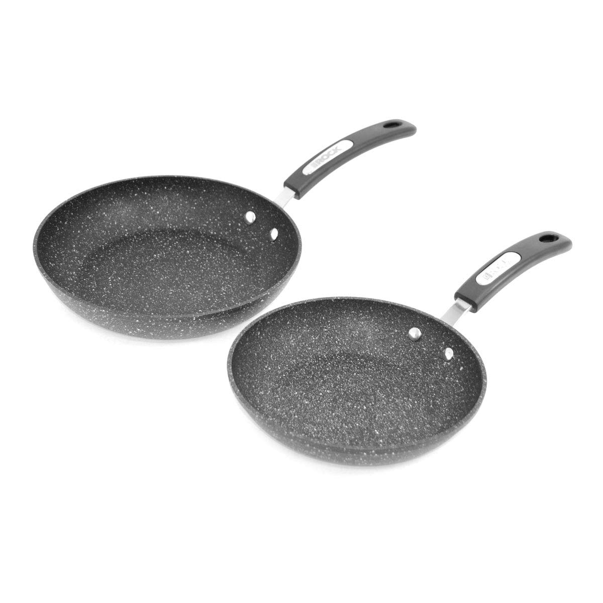 Starfrit Black The Rock 2-Pc 9.5" (24Cm) And 8" (20Cm) Non-Stick Fry Pans - Durable Forged Aluminum - Oven Safe - Pfoa Free - Easy To Clean