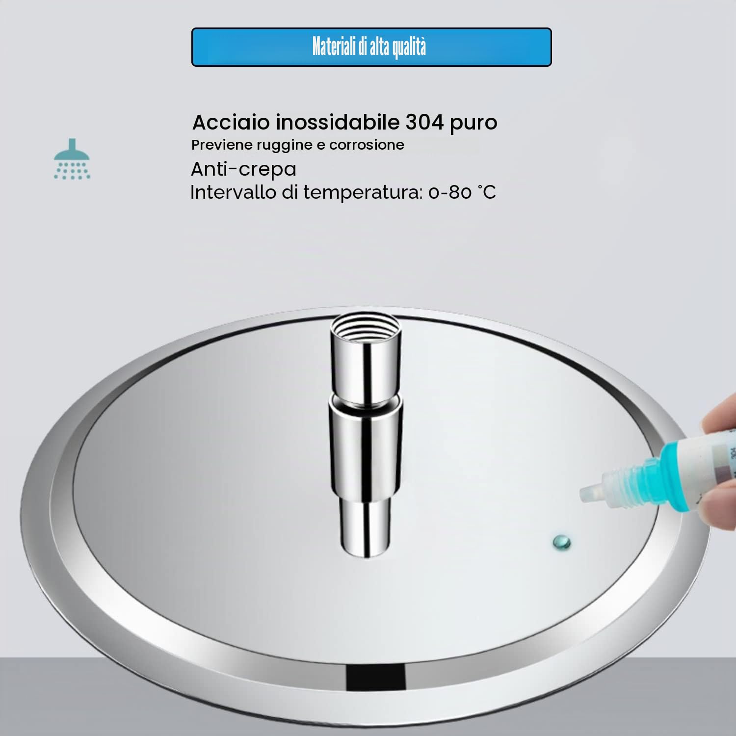 Soffione doccia a pioggia rotonda da 12 pollici in acciaio inox con ugelli anticalcare da 30 cm grande rotondo soffione a pioggia numero di ugelli: 144