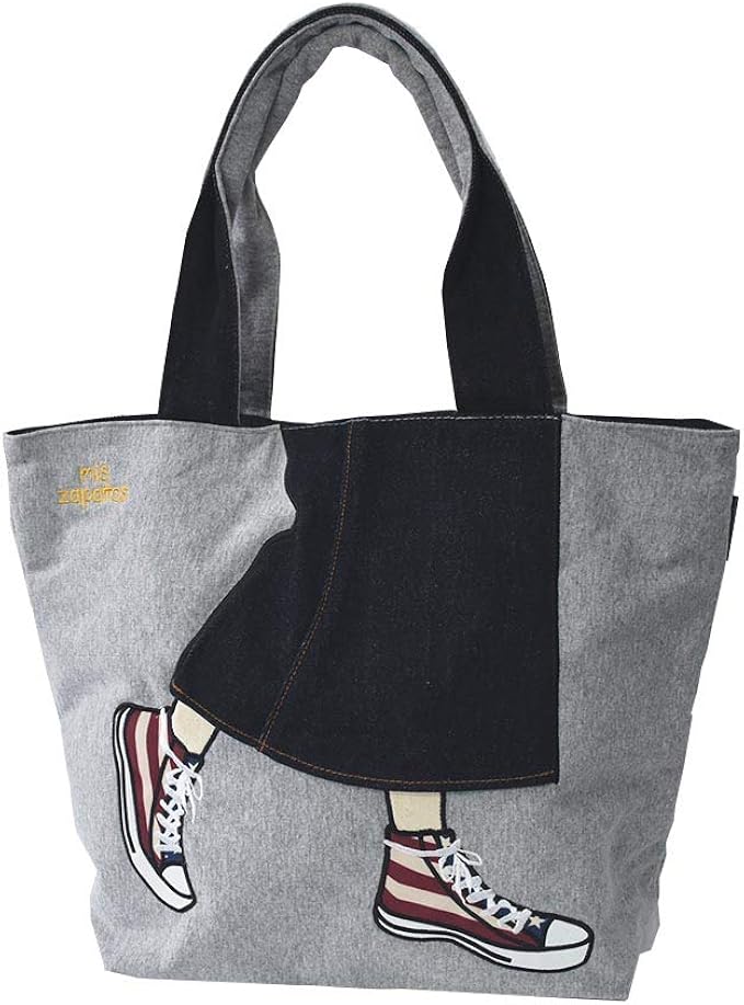 Amazon トートバッグ キャンバス スウェット レディース Mis Zapatos ミスサパト ロングスカート ブランド 大きめ 大容量 軽量 布 通勤 通学 かわいい おしゃれ マザーズバッグ グレー トートバッグ