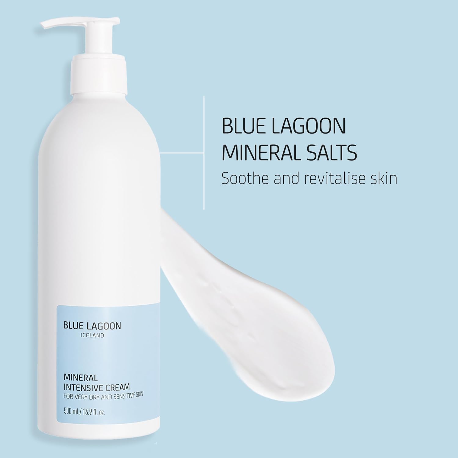 Blue Lagoon Skin Science - Mineral Intensive Cream - Rich Moisturizing Cream - Contains Blue Lagoon Seawater for Hydrating Skin - Gentle and Soothing on Skin - Prevents Dry Skin - 500ML