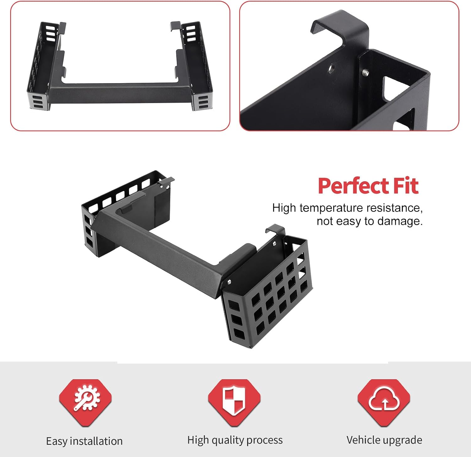 Jimen Metal Shifter Tray for JK, Upgraded 3PCS Gear Shift Console Side Organizer Box Interior Storage Accessories Fit for Jeep Wrangler JK JKU 2011-2018, Molle Style