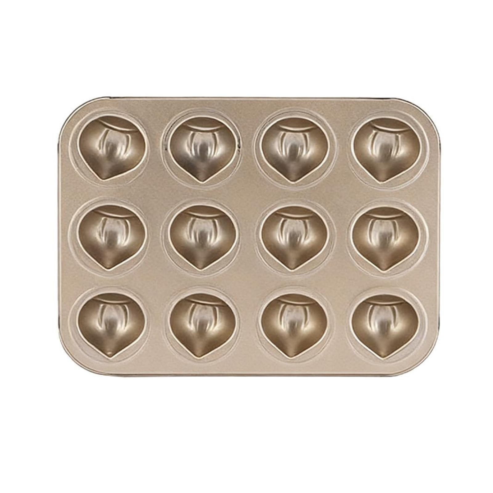 Postre del molde de la torta del arroz y del muffin del hogar en forma de concha | Bandeja for hornear, material de acero al carbono, resistente, duradero, antiadherente(12 holes)