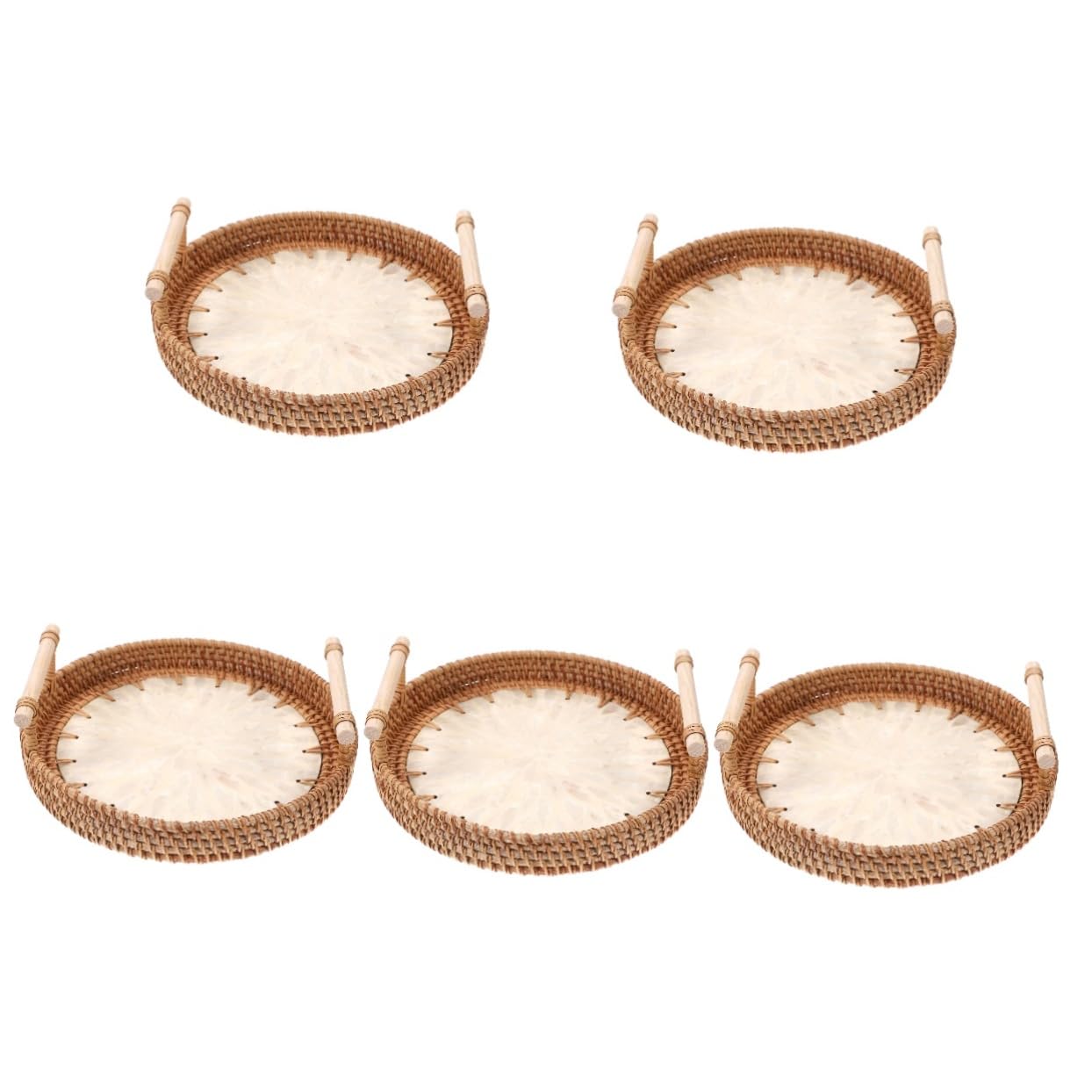 Lot de 5 plateaux de service ovales en rotin pour collations et bonbons en bambou pour fruits et décorations