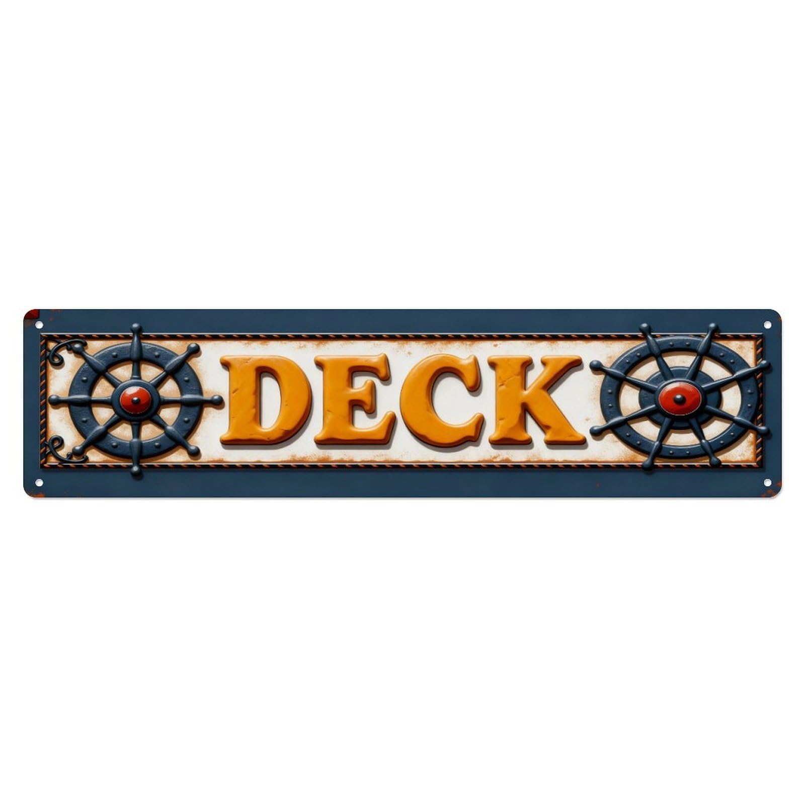 Deck Ship Wheel Pattern Metal Tin Sign Plaque