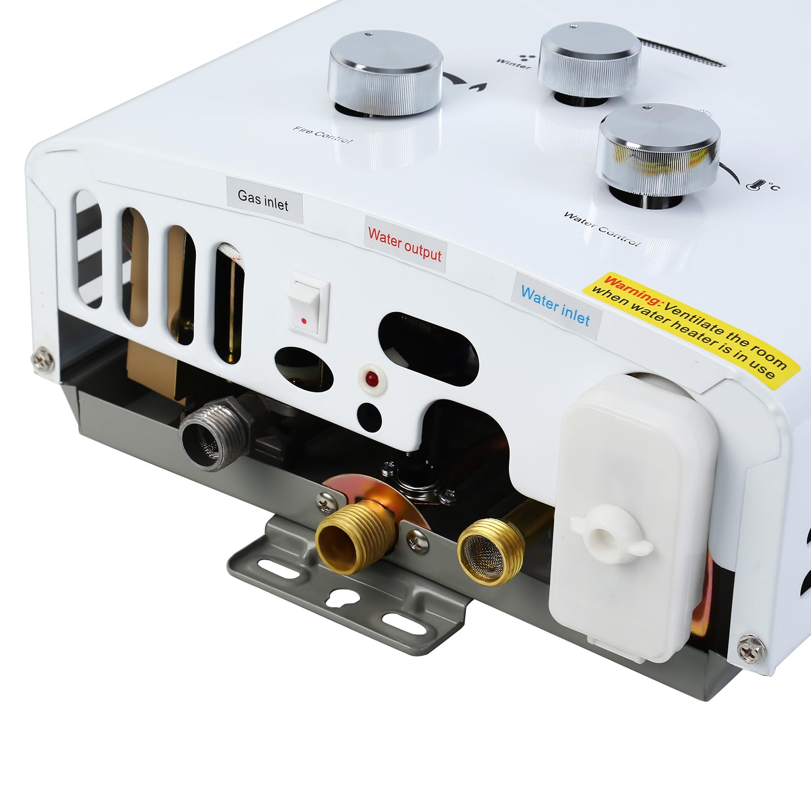 Chauffe-eau au propane portable, chauffe-eau sans réservoir, chauffe-eau à gaz à la demande pour camping RV, protection contre la surchauffe (6L Propane Blanc)