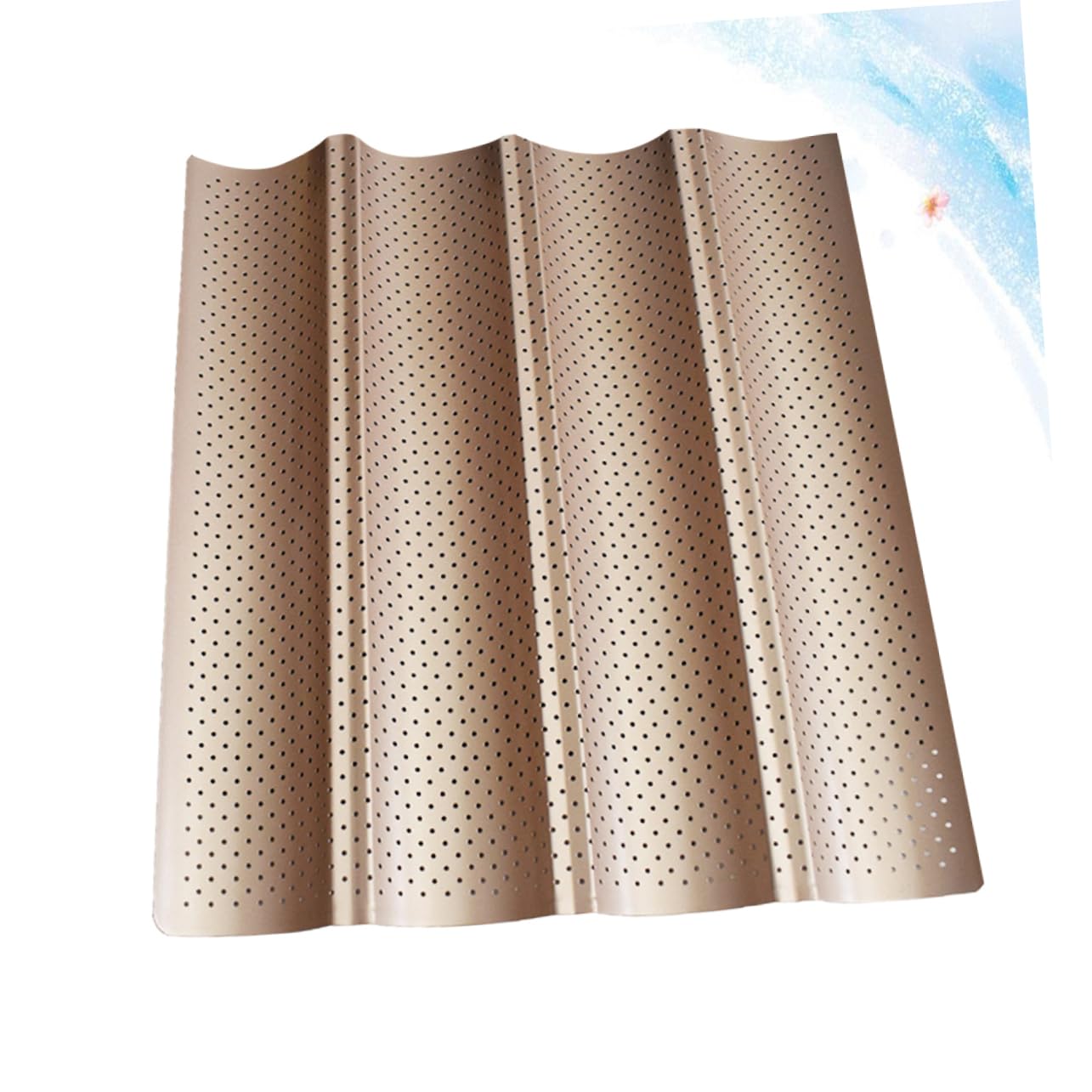 Molde para Baguette de Acero al Carbono, Bandeja Dorada con Orificios de Ventilación, Antiadherente y Reutilizable para Hornear Pan en Casa