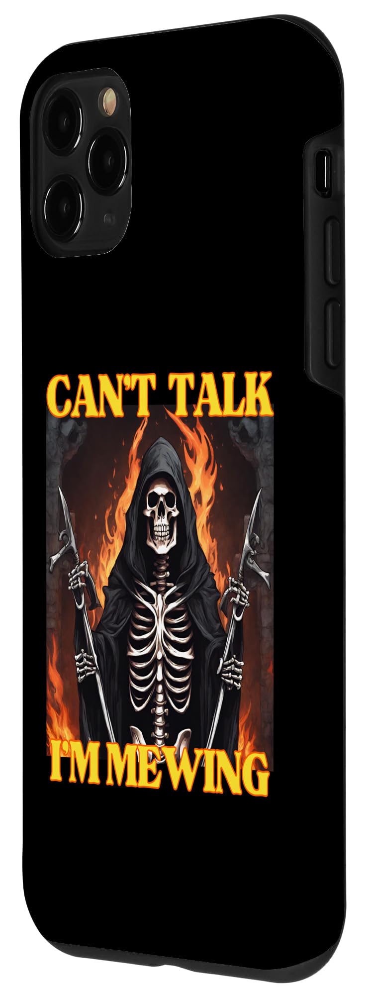 iPhone 11 Pro Can’t Talk I'm Mewing Funny Cringe Hard Skeleton Meme Case - Image 2