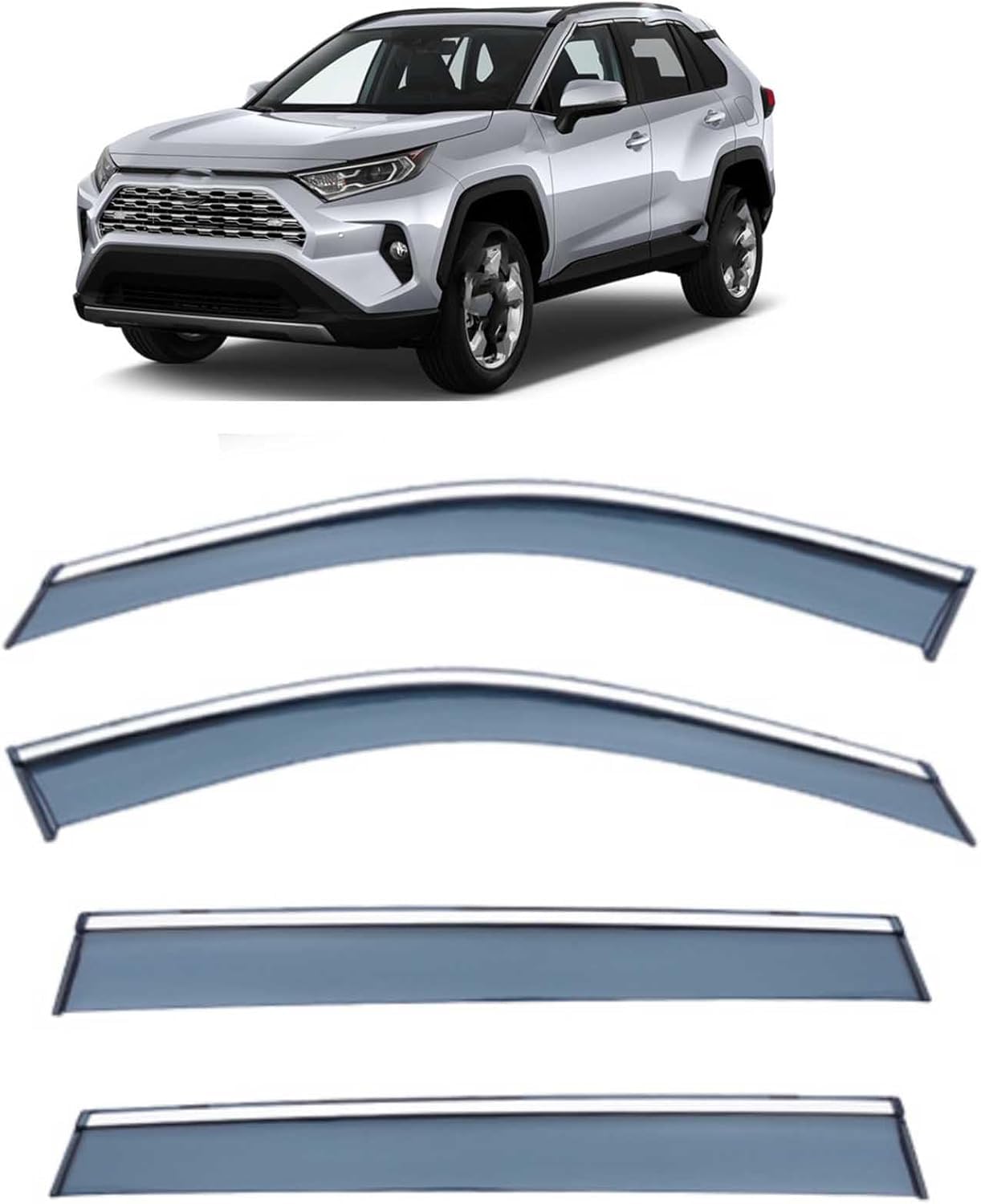 Acwyahso Normal Rain Guards Wind Deflectors For Toyota Rav4 Mk5-Xa50 2020-2025, 4Pcs Vent Visors, Allows Fresh Air & Keeps Rain Out, No-Drill Install