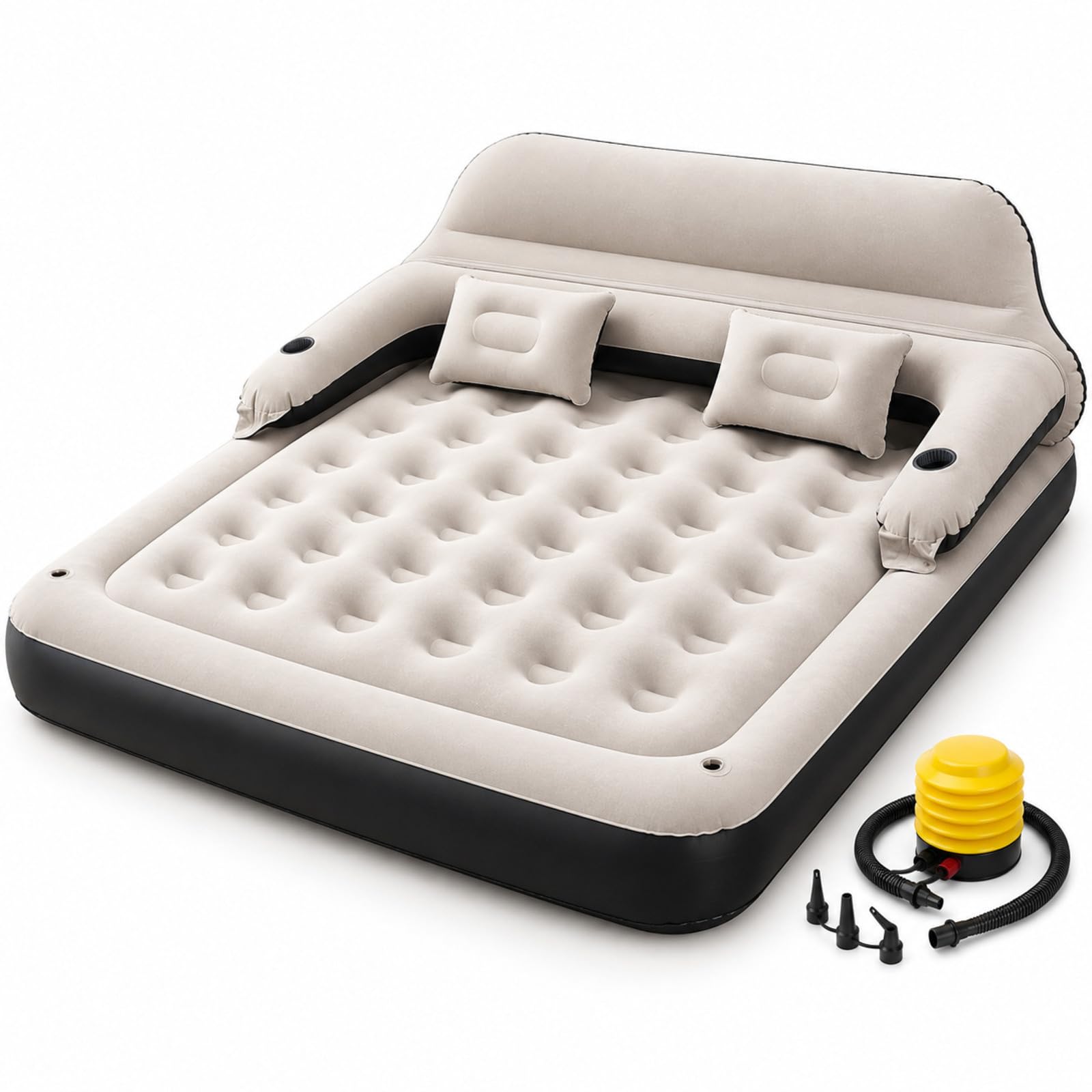 Double Air Mattress with Backrest & Pump,Inflatable Guest Bed,203*152*70cm