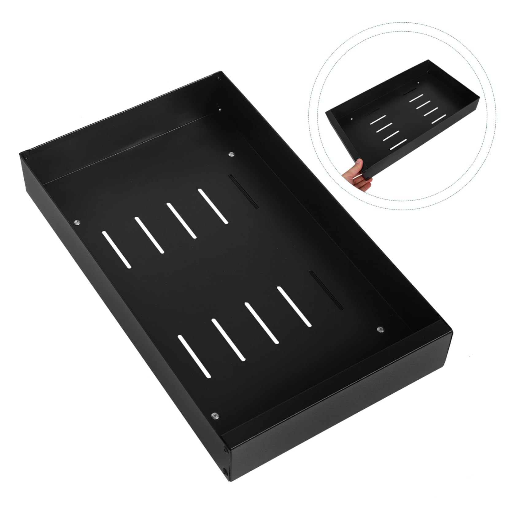 PRETYZOOM Cesta Extraíble para Platos de Acero al Carbono Negra | Divisor Ajustable, Drenaje Integrado, Organización de Cocina para Vajilla y Utensilios