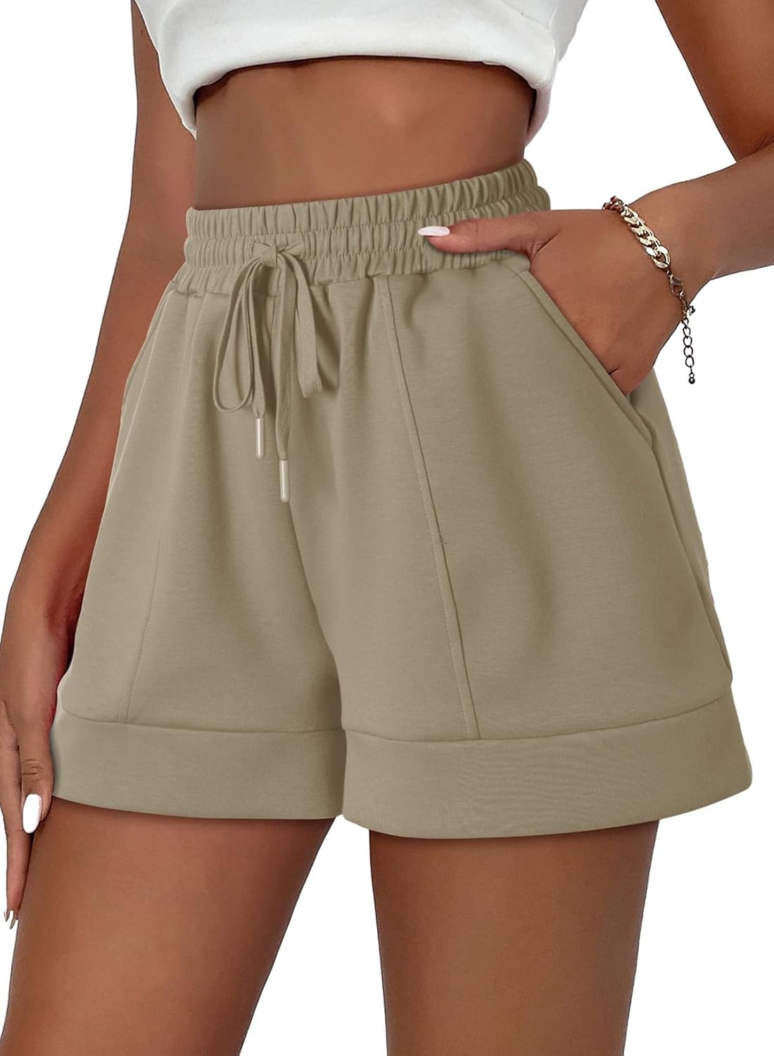 Dokotoo Women's Air Layer Casual Comfy Moisture Wicking Drawstring Shorts with Pockets