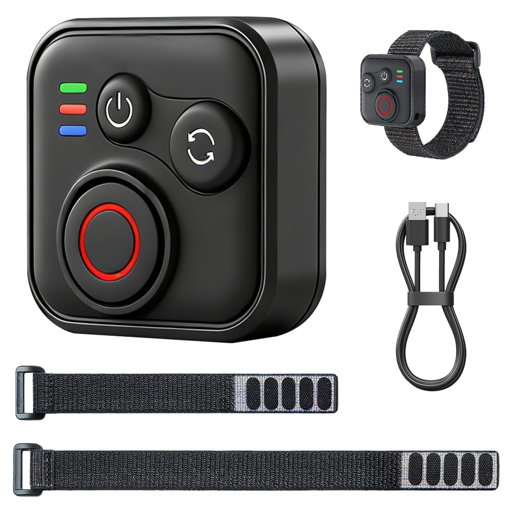 Bluetooth Fernbedienung für Insta360 X5/X4/X3/Ace Pro/Ace Pro 2/GO3S/GO3/GoPro/ONE R/RS/Hero 11/12/13/IOS/Android Smartphone, SGZIOO 50m Reichweit, 96h Ausdauer, Wasserdicht mit Handschlaufe